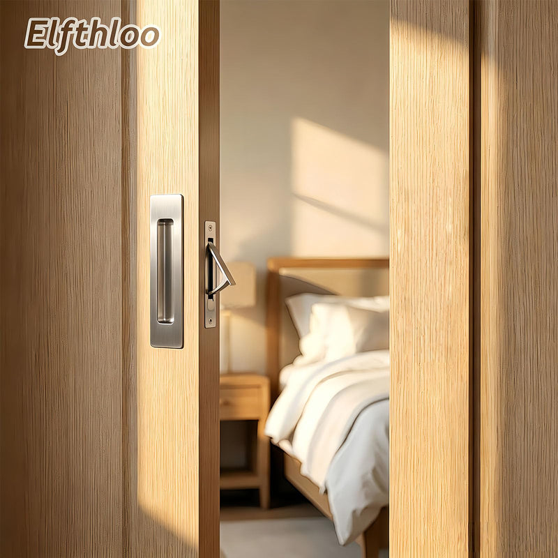 6 in Pocket Door Pulls& Edge Pull Set Solid Wood Sliding Door Hardware Kit, Rectangular Recessed Flush FingerHandle, Used for Pocket & Barn Doors Brushed Stainless Steel 3-piece Set Brushed Stainlless Steel
