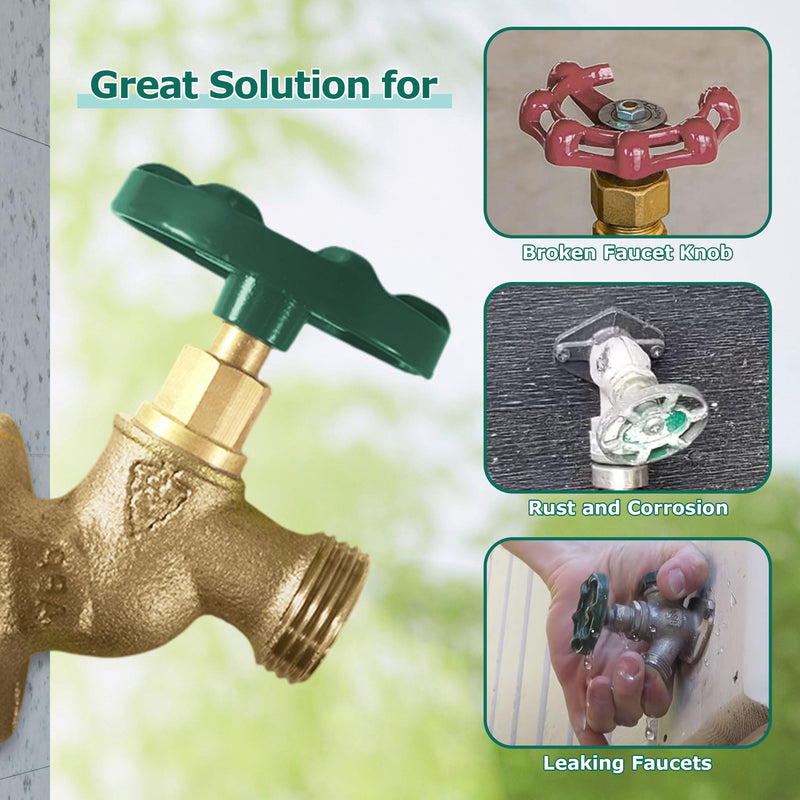 Dreyoo 2 Pack Outdoor Faucet Handles, Oval Spigot Handles Compatible with Arrowhead PK1290, 12 Point Faucet Knob for Outside Hose Bibb, Garden Valves and Frost Proof Wall Hydrants (Green) Green