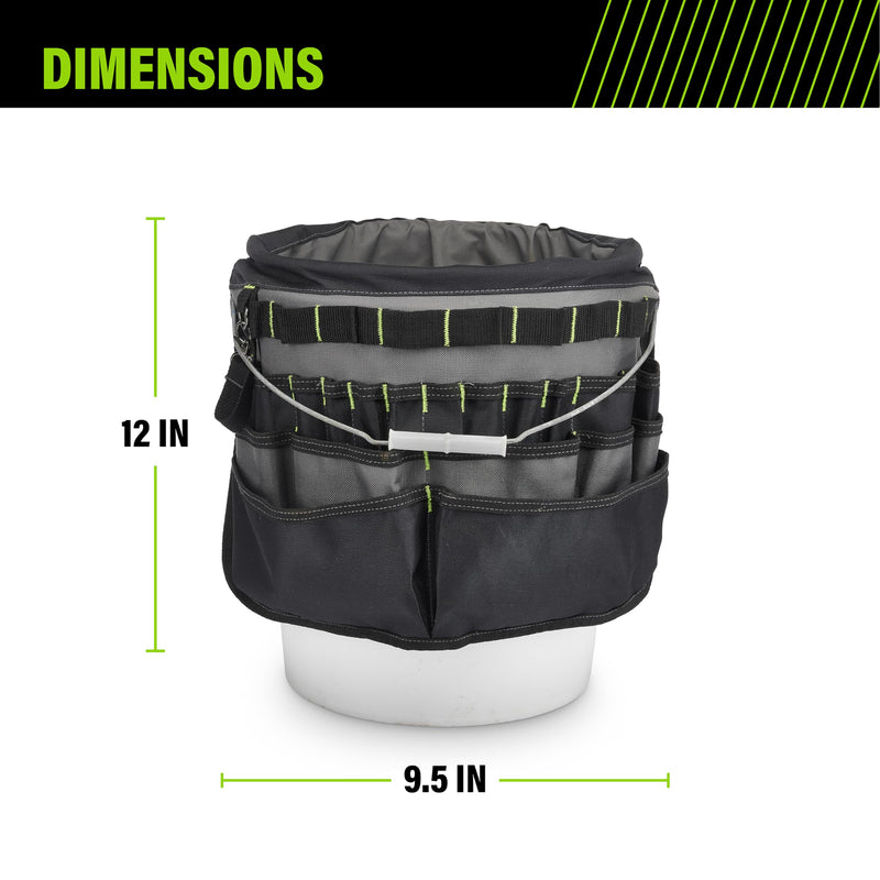 AWP 51-Pocket Bucket Tool Organizer for Easy Tool Access, Fits Most 5-Gallon Buckets, Water-Resistant Construction,Black - NewNest Australia