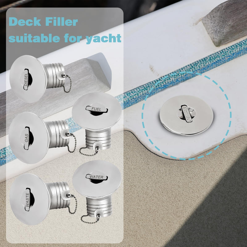 SHENGHUISS Boat Water/Diesel/Gas/Fuel Deck Fill/Filler 2 Inch(50mm) with Keyless Cap 316 Stainless Steel Boat Deck Hardware for Boat, Yacht, Caravan B-60°-Gas