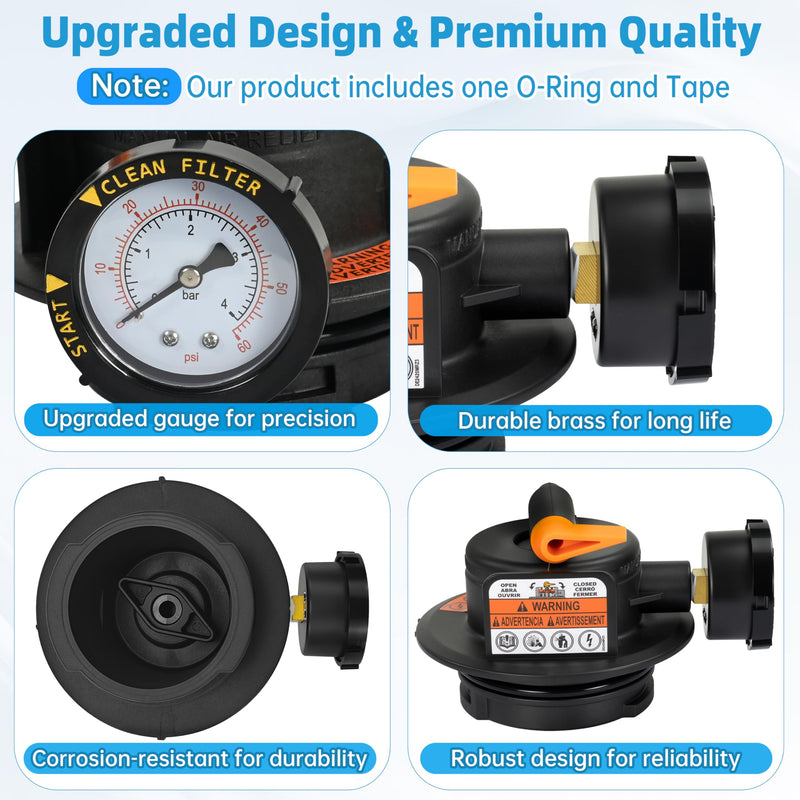 DEX2420MAR2 Manual Air Relief Assembly, 2420MAR2 Air Relief Valve, Compatible with DE and Cartridge Pool Filter, Fits ProGrid DE, SwimClear, SwimClear Cartridge, and DEP Filter Models such as DE4820 Black