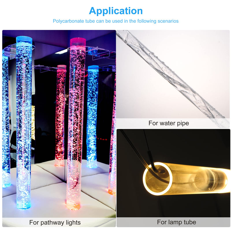 MECCANIXITY Plastic Pipe Rigid Polycarbonate Round Tube Clear 1.5"(37.6mm) ID 1.6"(40mm) OD 9.6" (245mm) High Impact for Lighting, Models, Water Plumbing 1.5"IDx1.6"ODx9.6"