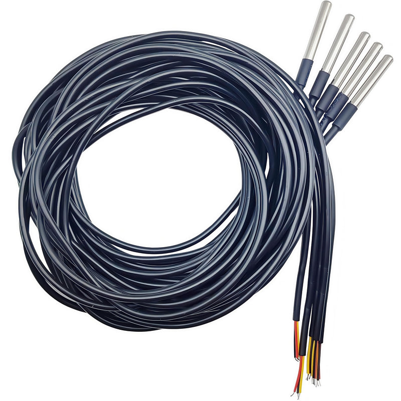 5pcs DS18B20 Temperature Sensor Waterproof Digital Stainless Steel Tube Temp Probe 3 Meter 118.1" Compatible with Arduino Raspberry pi