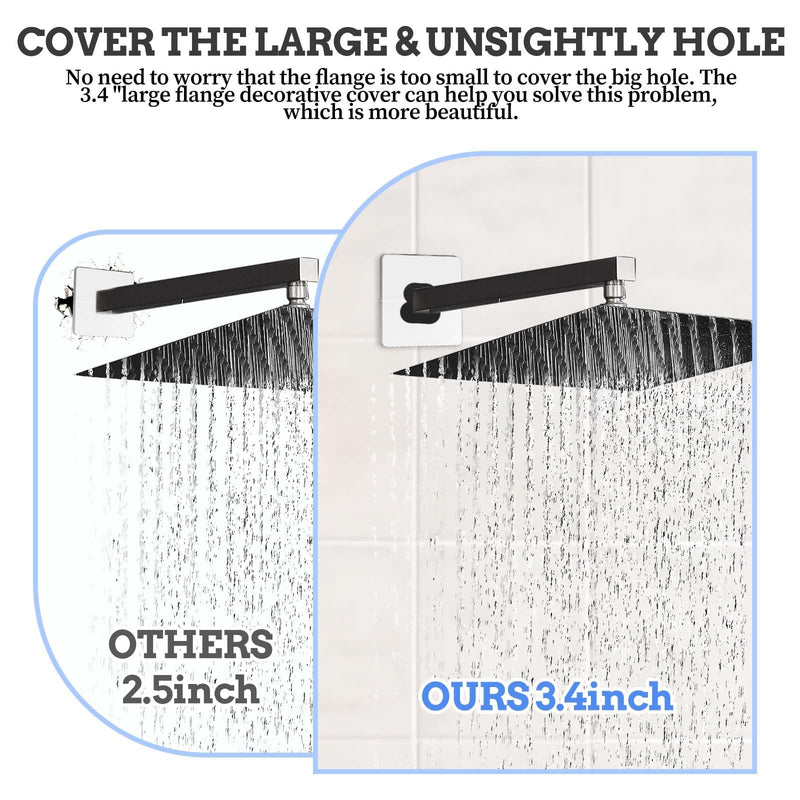 Molain 2 Pcs Escutcheon Plate Wall Split Flange, 22mm/0.87in ABS Wall-Mounted Water Pipe Flange Cover, Self-Adhesive Square Plumbing Cover Plates for Kitchen Shower Head Toilet(White) White