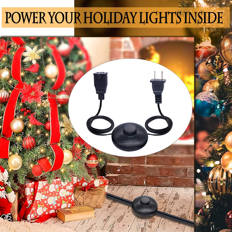 Twidec/Foot Switch Floor Black Foot Pedal Push Switch Round Inline Lamp Light On-Off Control Foot Switch 3A 125VAC with 5.9FT 16AWG 2-Prong Polarized Extension Cord N-012-1.8MX