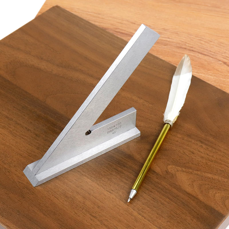 T Tulead 45 Degree Machinist Engineer Square Angle Ruler Tool with Seat, Steel Miter Square 150×100mm