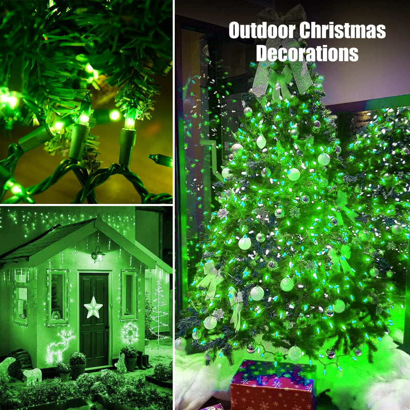 Green Christmas Lights St Patricks Day Decorations 100 Count Incandescent Light UL Certified Connectable Christmas Tree Lights for Indoor Outdoor Xmas, Wedding, Party, Home Decorations Green-Green Wire 1 x 100 Count
