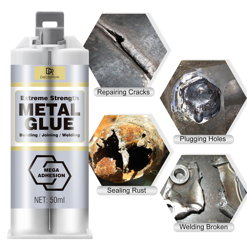 Metal Glue - 3.4oz 2 Part Metal Repair Glue, Heavy Duty Weld Metal to Metal Epoxy Glue for Metal, Plastic, Steel, Ceramics - Waterproof All Purpose Epoxy Adhesive for Welding Aluminum, Tiles, Sealing
