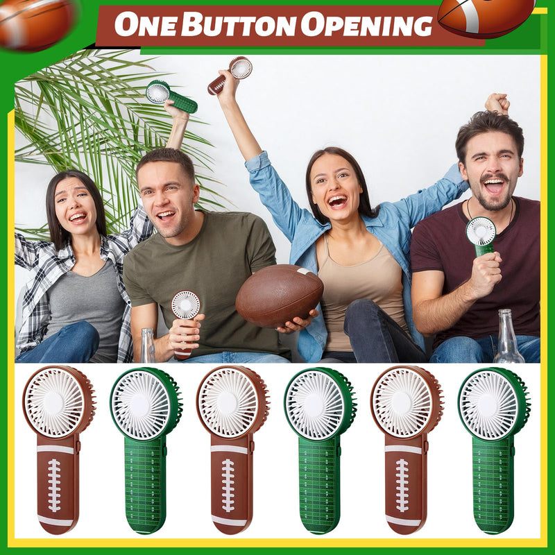 WILLBOND 12 Pcs Football Party Favors Mini Handheld Fan Bulk Small Personal Portable Fans with Lanyard for Football Goodie Bags Stuffers Team Gift Party Decorations Outdoor Sport, Battery Not Include