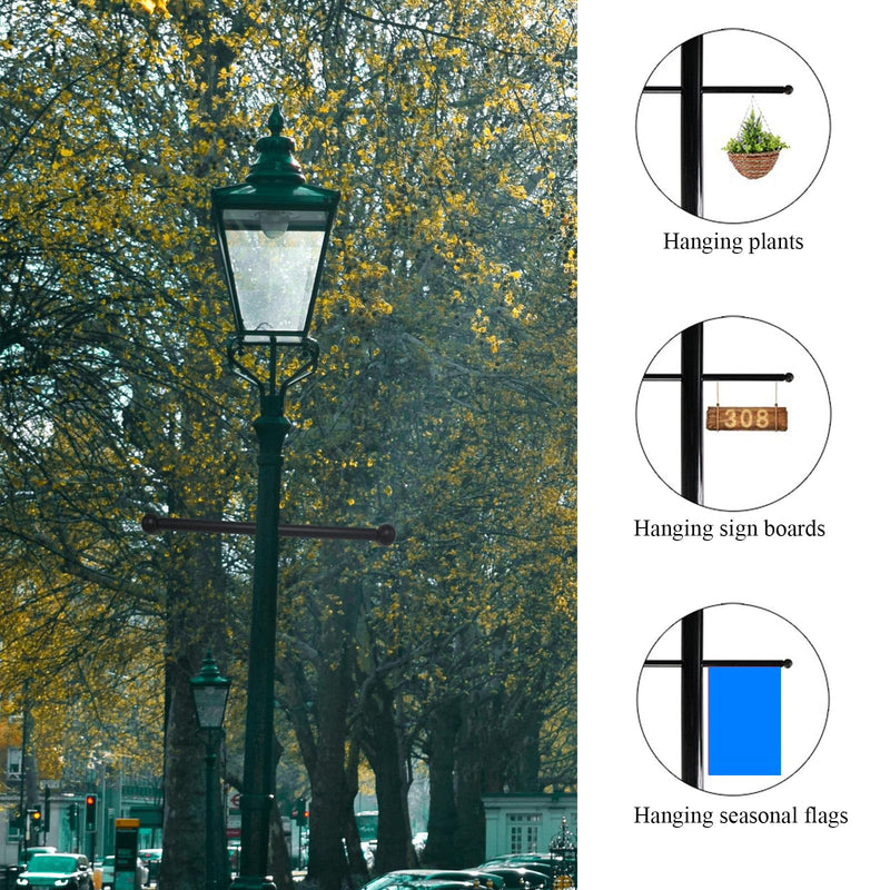 Lamp Post Cross Arm Steel Cross Arm Ladder Rest with Removable Knobs 16 inch Cross Arm Replacement for Outdoor Lamp Posts Pole Light, Black