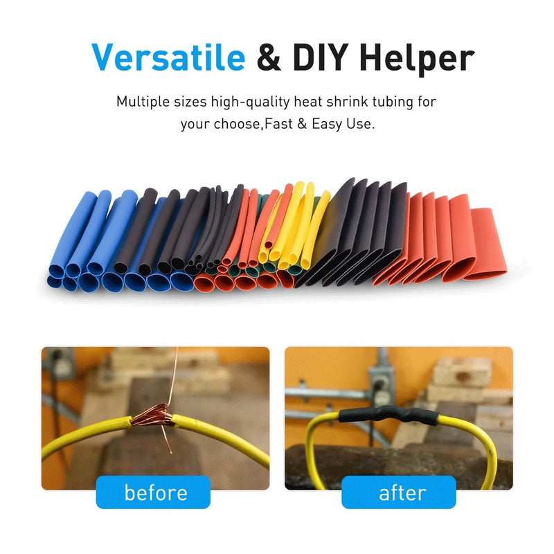 Nilight - 50005R Heat Shrink 2:1 Electric Insulation Tube Kit 45mm Flame Retardant Wrap Cable Sleeve 560pcs 5 Colors 12 Sizes with Storage Box，2 Years Warranty 560Pcs 2:1 Heat Shrink Tubing