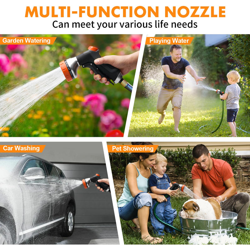 Garden Hose Nozzle,Hose Spray Nozzle with Water Volume Control Valve,High Pressure Water Hose Nozzle Sprayer with Adjustable 10 Patterns for Plants & Lawns Watering,Car Washing and Pet Showering