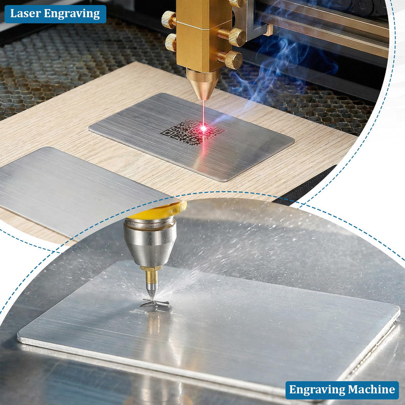50 Pcs 304 Stainless Steel Metal Business Cards Blanks, 0.5 mm Thickness Sublimation Blank Steel Card Laser Engraving Stainless Plate, for House Office Customer DIY Gift Plate, 3.4 x 2.1 Inch