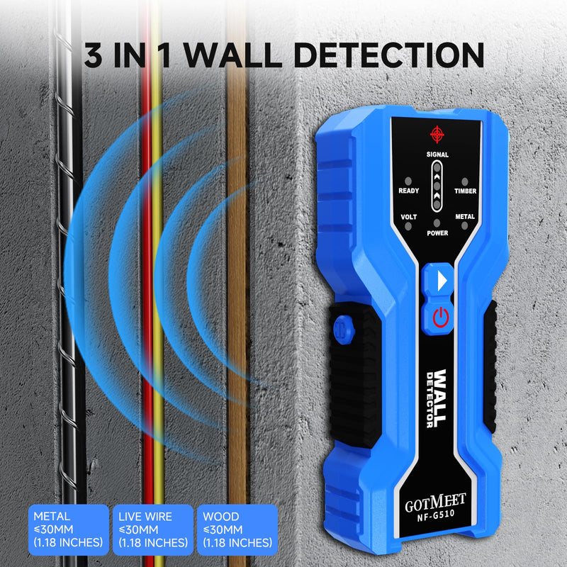 Stud Finder – Electronic Stud Detector with Smart Sensor, 3-in-1 Wall Scanner for Metal, Wood & Live AC Wire, Upgraded Multifunctional Wall Detector, Battery Included