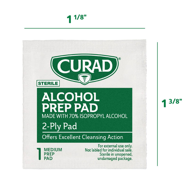 CURAD Alcohol Prep Pads (Pack of 4 Boxes) | 400 Pieces of Medium Isopropyl Alcohol Wipes Individually Wrapped | First Aid Alcohol Swabs for Cuts & Scrapes | Medical Alcohol Pads for General Cleansing 100 Count (Pack of 4)