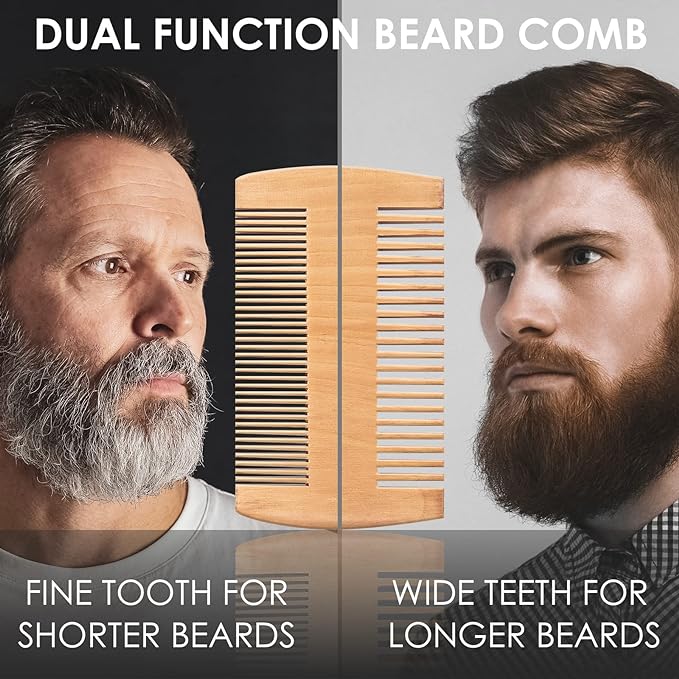 Linkidea Beard Brush & Beard Comb Set for Men Beard and Beard Care Kit Boar Bristle Brush Dual Action Wood Comb Beard Trimming Scissor with Travel Bag - NewNest Australia