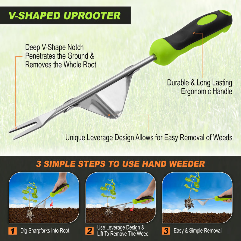 Weed Puller Kit, Crack Weeder Crevice Weeding Tool, Stainless Steel L-Shaped Hand Weeder Tool, Portable Manual Weed Puller Tool for Garden, Patio Lawn, Planting Weeding - 3 Pack 3-PCS