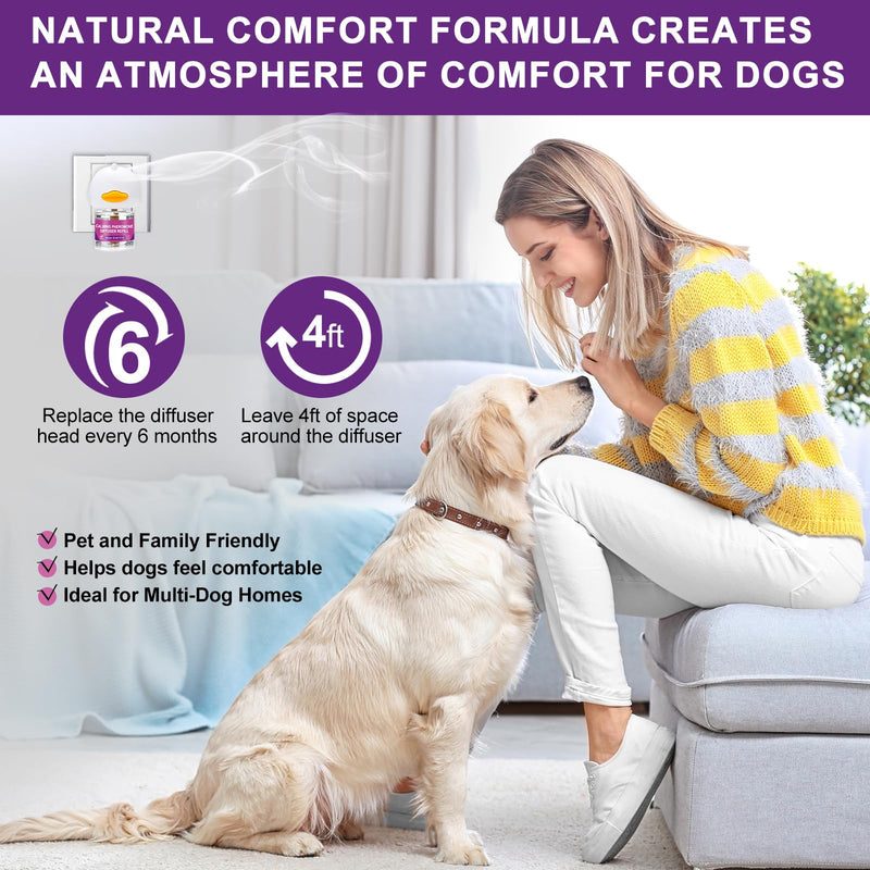 Cheerdog Dog Calming Pheromone Diffuser, Pet Calming Diffuser for Dog Anxiety Relief 3 Refills,Relieve Separation Anxiety, Stress Barking and Chewing Calm Relaxing