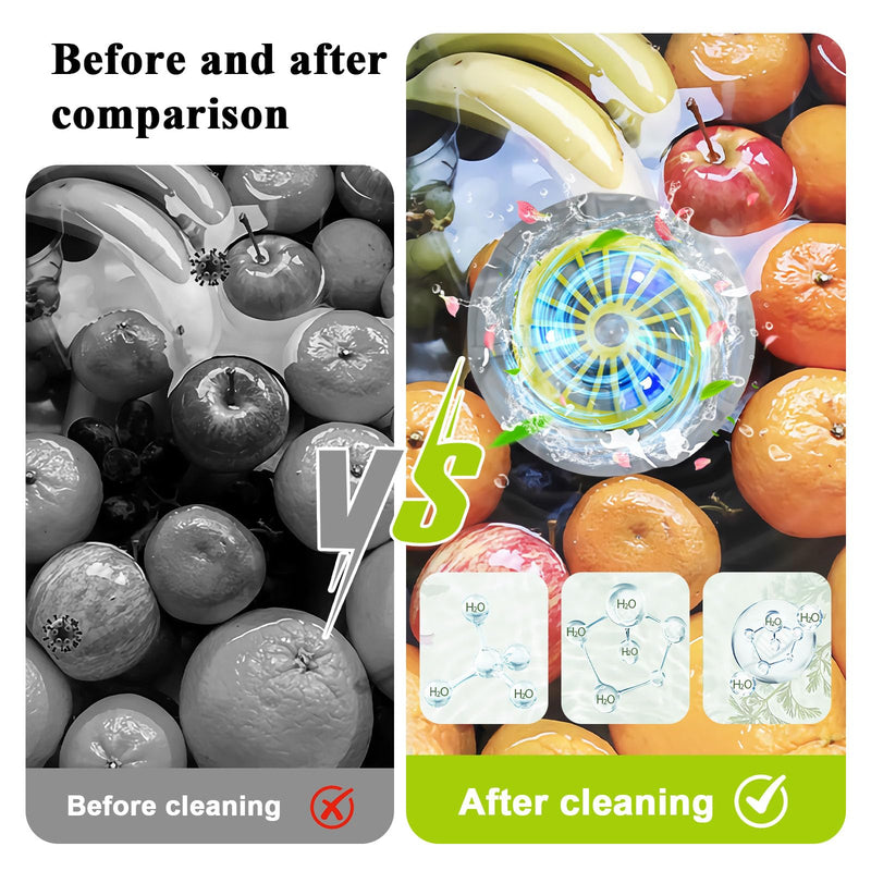 Fruit and Vegetable Cleaning Machine, 5-Min Rapid Fruit Vegetable Meat Purifier with Suction Cup Base - Wireless Charging Portable Food Cleaner for Fruits, Veggies, Rice, Meat (White)
