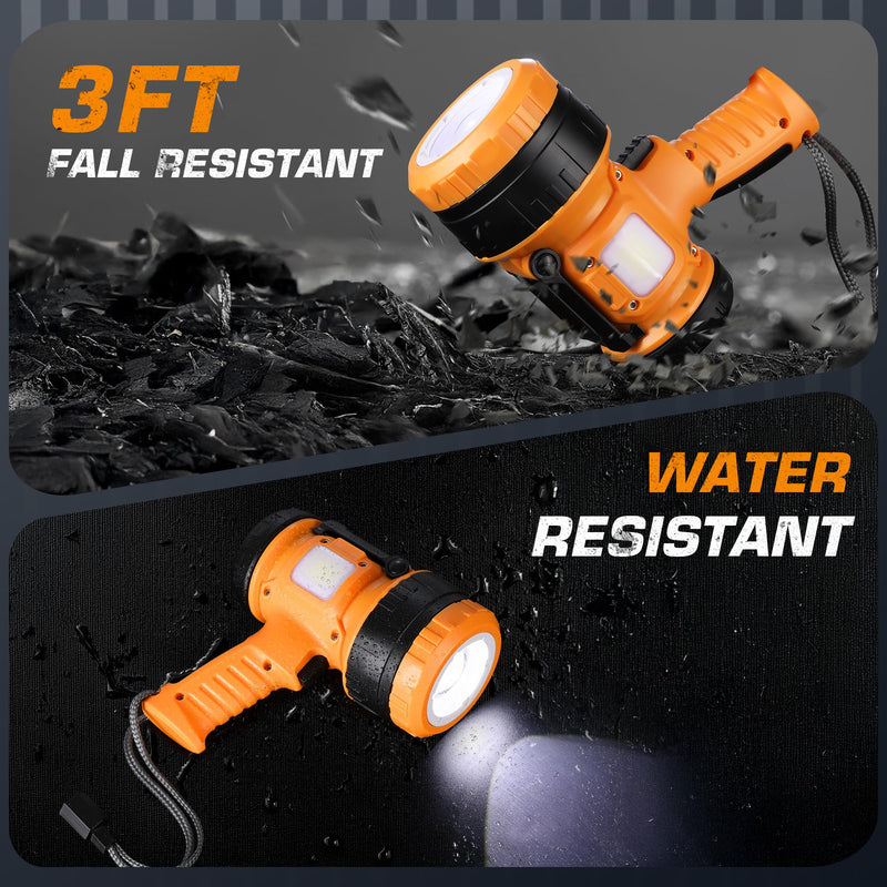 EverBrite Rechargeable Spotlight with Adjustable Focus, Handheld LED Spotlight Flashlight with 5 Modes, 600M Range, Spot Light for Hunting Boating Camping Hiking Outdoors Searching, 1200 Lumens