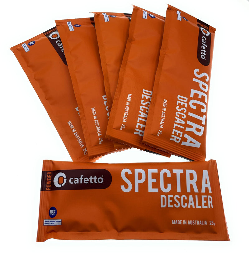 Cafetto Spectra Espresso Machine Descaler, Color Indicator Descaling Cleaning Powder Designed for Espresso Machine Water Tanks, Boilers and Coffee Brewers (Pack of 6)