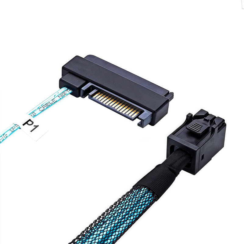 2PCS SFF-8643 to 4X SFF-8482 Mini SAS HD Breakout Cable 1.6ft/0.5m, 12Gbps SAS3, 29+15 Pin Power; Forward Cable for RAID/HBA to Four SAS HDD/SSD; Compatible with LSI 9300-8i, Broadcom 9400-8i 2PCS 1.6ft-8643 to 8482 4×SAS