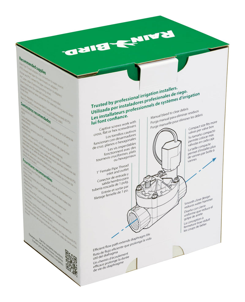 Rain Bird HV100FF High Value in-Line Valve 1" Female Threaded Inlet and Outlet, Compact Design for Tight Installations