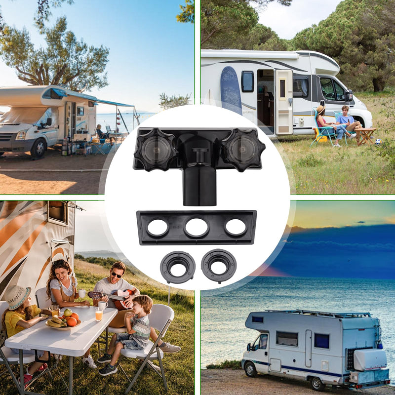 RV Shower Faucet, RV Bathtub Faucet with Shower Diverter, 4” Shower Valve Diverter Assembly Kit, Camper Shower Faucet, RV Shower Valve for RV Camper Van Travel Trailer Motorhome (Black) Black