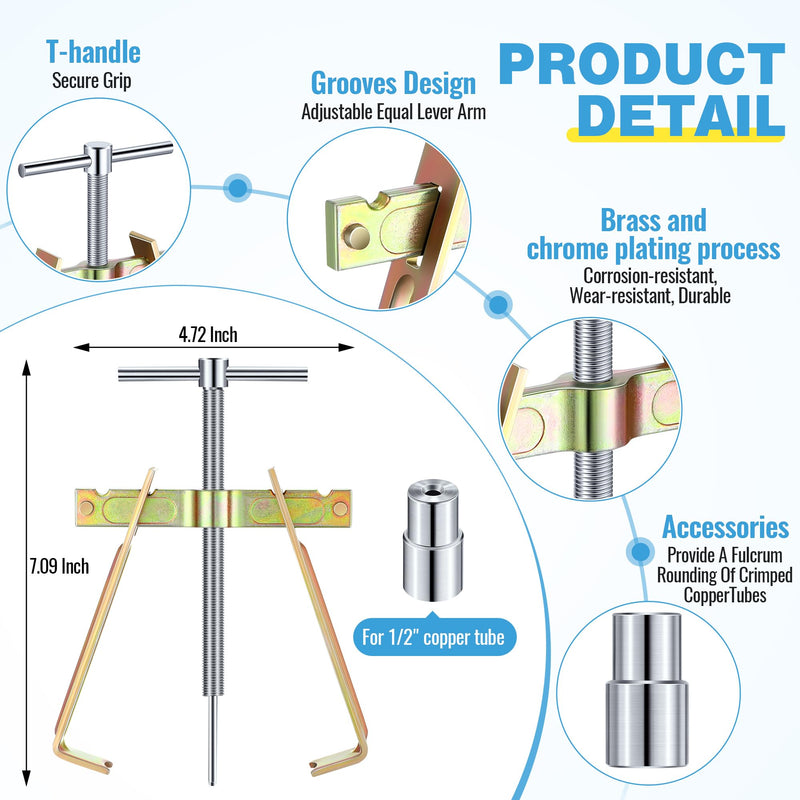 Enhon Faucet Handle Puller, Compression Sleeve Puller Tool with 1/2 Inch Compression Sleeve Removal Adapter, Adjustable Handle Sleeve Puller, Corroded & Frozen Supply Stops, Compression Ring Puller