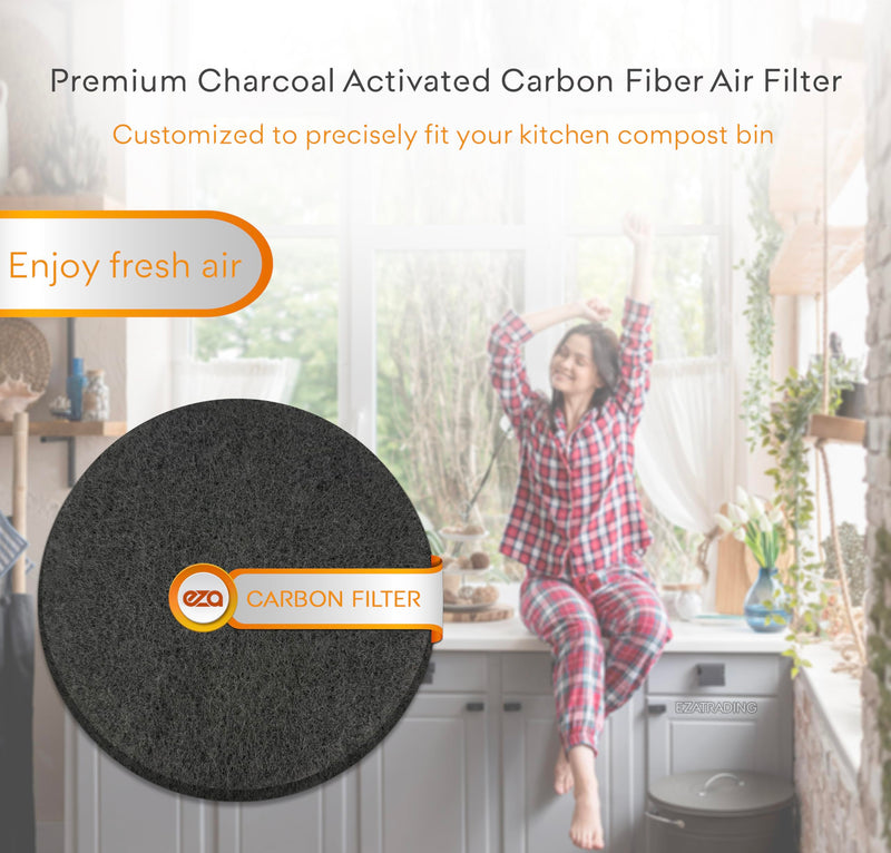 Premium Charcoal Activated Carbon Fiber Replacement Air Filter for Kitchen Compost Bin (10 Pack, Round 5.5") 5.5" x 5.5" x 0.2"