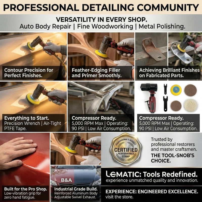 LE LEMATEC 3" Flexible Head Air Sander & Polisher for Auto Body Detailing