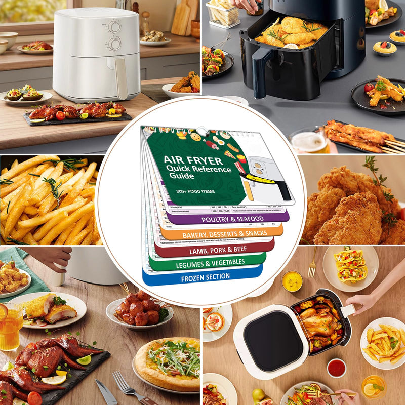 𝑶𝒗𝒆𝒓 200 𝑭𝒐𝒐𝒅𝒔 Air Fryer Cheat Sheet Magnets Cooking Guide Booklet, Air Fryer Cooking Guide Magnetic Cookbook, Air Fryer Magnetic Cheat Sheet Set(Air Fryer Accessories) Green