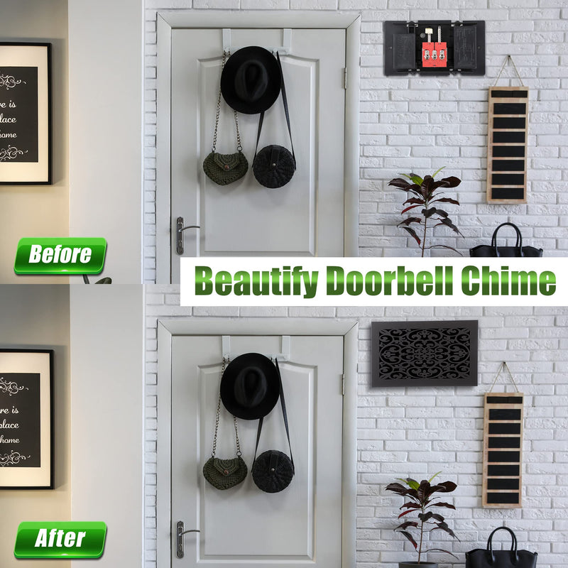 Saillong Doorbell Chime Cover Box Only, Wooden Doorbell Chime Box, Doorbell Chime Cover Box for Indoor Outdoor, with Extra Self Adhesive Tape, Easy to Install for Home (Dark Gray) Dark Gray