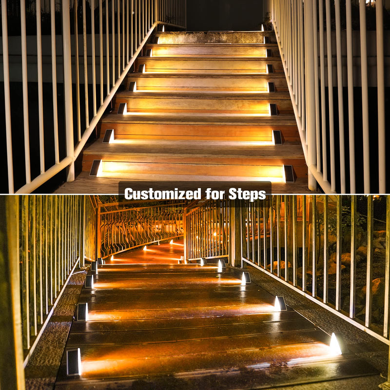VOLISUN Solar Stair Lights 6 Pack, Solar Step Lights Outdoor Waterproof IP67, LED Outdoor Step Light,Outdoor Light Decor for Garden Stair, Deck, Front Step, Front Porch, and Patio（3000K） Warm White