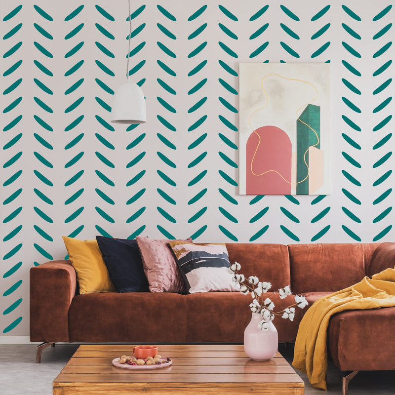 6 Pack 14'' Modern Herringbone Geometric Brick Hexagon Boho Lines Wall Stencils for Painting Large Pattern on Wall, Reusable Decorative Template for Scandinavian Painting Wall Décor