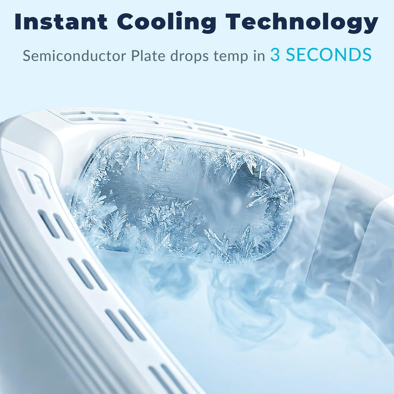 Neck Fan - Portable Personal Fan with Cooling Plate,Operated Wearable Rechargeable Fan with 5200mAh Lithium Battery for Travel,Neck Air Conditioner,3 Cooling Level&3 Speeds Level,Gifts for Women Men White