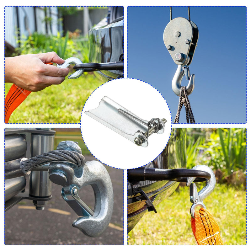 2 Pack Hook Safety Latch Kit - Clevis Slip Hook Receiver Hitch Replacement Apply to Towing Lifting Hook Trailer/Crane (1.7" Long, Silver)