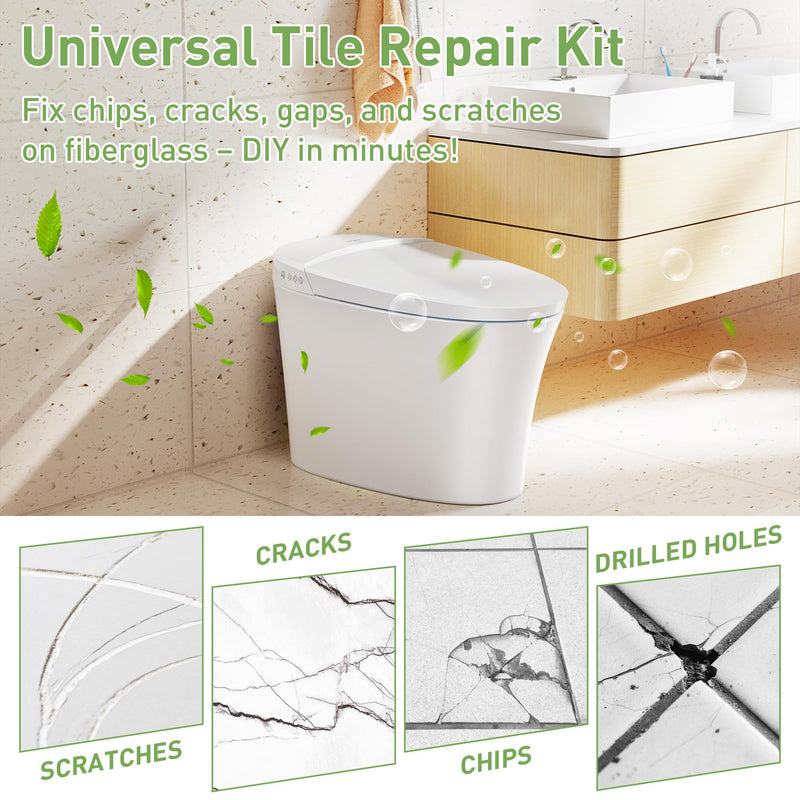Surface Repair Kit for Tubs, Tiles, Countertops - Fixes Chips, Cracks, Scratches, Holes (Fiberglass, Porcelain, Stone, Acrylic)