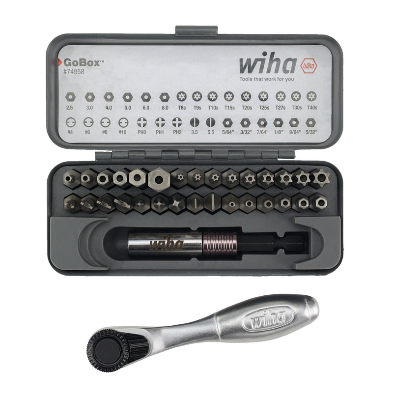 Wiha 74958 32 Piece GoBox Security Bit Set with Mini Ratchet