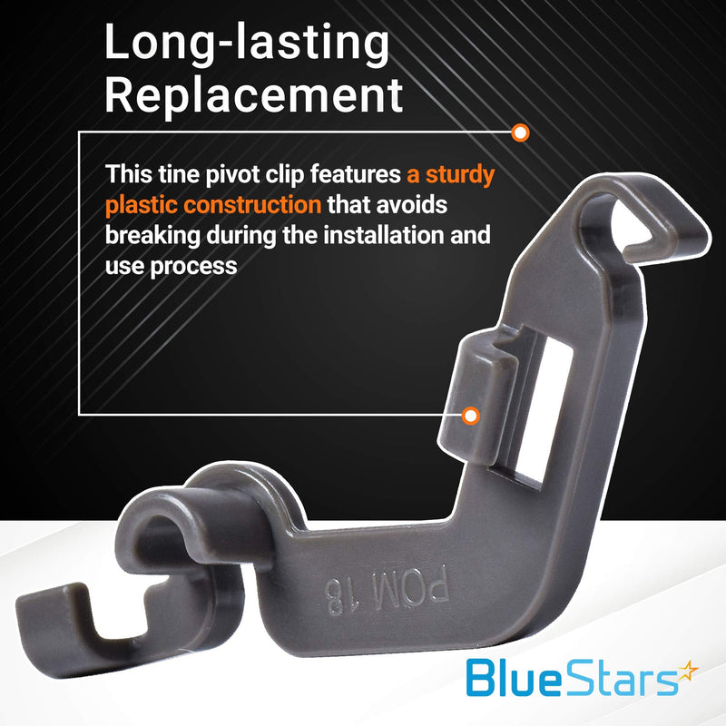Ultra Durable W10082853 Dishwasher Tine Pivot Clip Replacement Part by BlueStars- Exact Fit for Whirlpool Kenmore Kitchenaid Dishwashers - Replaces WPW10082853 PS11748190 PS1734891 1446946 - PACK OF 2 2-Pack