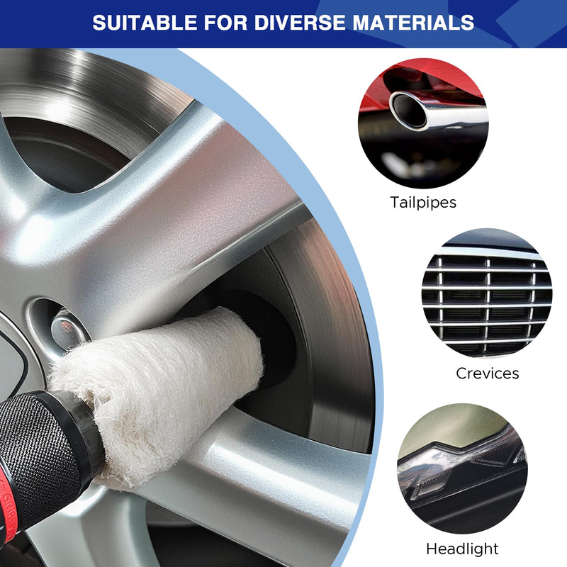 8PCS Buffing Wheels for Drill, Non-Woven & Cotton Polishing Wheels for Drill 1/4" Secure Hex Shank, Rust Removal and Mirror Finish for Car Motorcycle Wheel Rim Headlight Metal Aluminum Brass