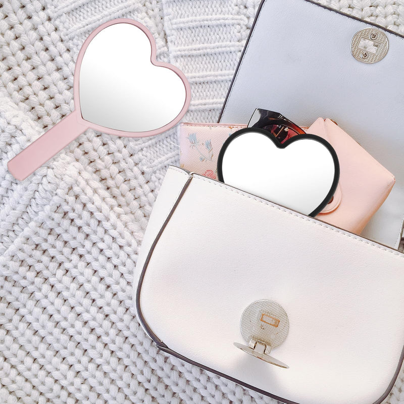 Heart-Shaped Mirror Set of 12 - Portable Handheld Mirrors for Makeup Cute Heart Design Compact Cosmetic Hand Mirror Ideal for Travel and Daily Use