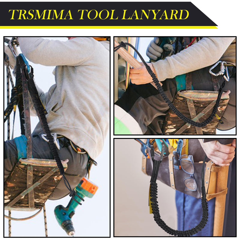 TRSMIMA Safety Tether Tool Lanyard - 5 Pack Stretch Strap Safety Fall Protection Tools Leash with Screw Lock Carabiner Clip Mountaineering Safety Compliance for Scaffold Erectors 5-pack