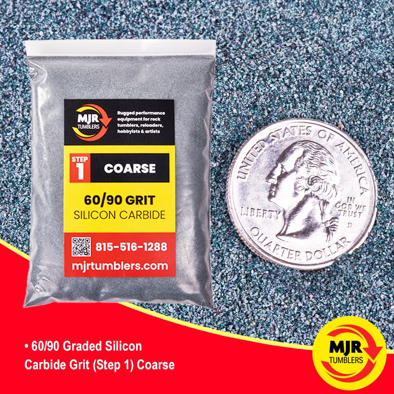 1lb of MJR Tumblers Premium 60/90 Coarse Silicon Carbide Rock Polishing Grit for Step/Stage 1, MJR Tumblers is a Disabled and Veteran Owned Company Proudly Located in USA 1 LB