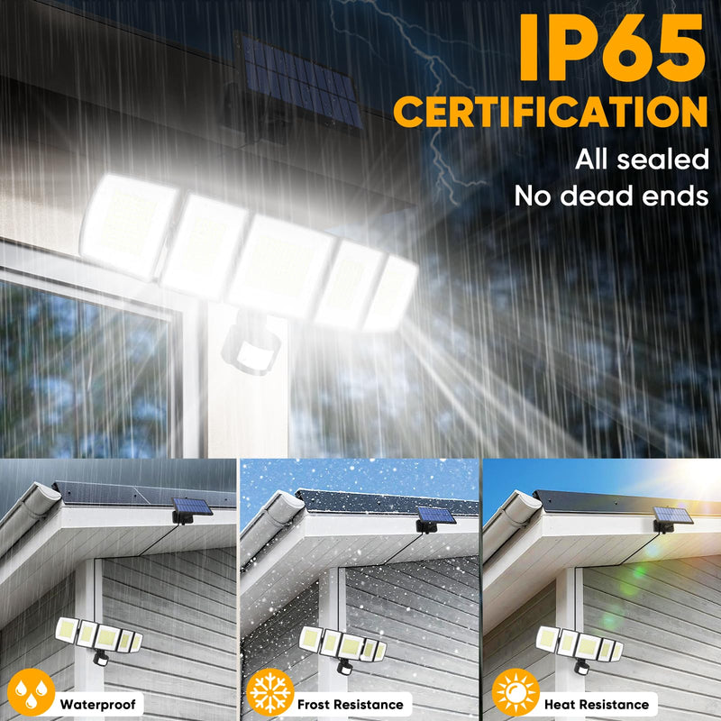 Solar Motion Lights Outdoor - With 16.4ft Cable, 3000LM Ultra-Bright LED Security Lights for Outside Dusk to Dawn, 2400mAh IP65 Waterproof Flood Lights with Remote for Court Yard Garage Front Door 2 Classic