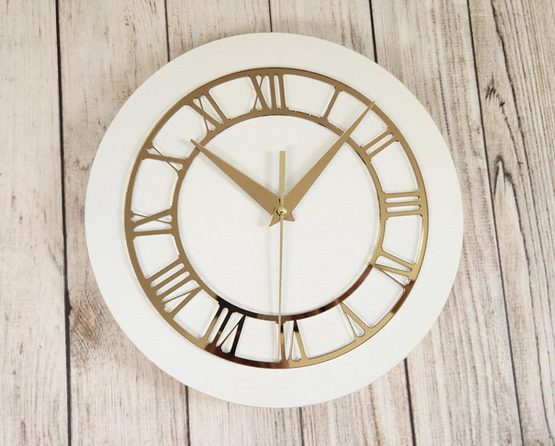 7.87 Inch (20cm) Gold Classic Clock Face with Clock Hands for Resin, Crafts, DIY, Round Mirror Acrylic Clock Dial Plate with Roman Numerals, Resin Accessories 7.87 INCHES GOLD - NewNest Australia