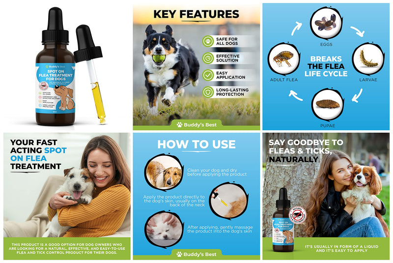 Spot On Flea Treatment For Dogs | Natural Flea & Tick Repellent | Long Lasting & Effective Protection | 50ml - PawsPlanet Australia