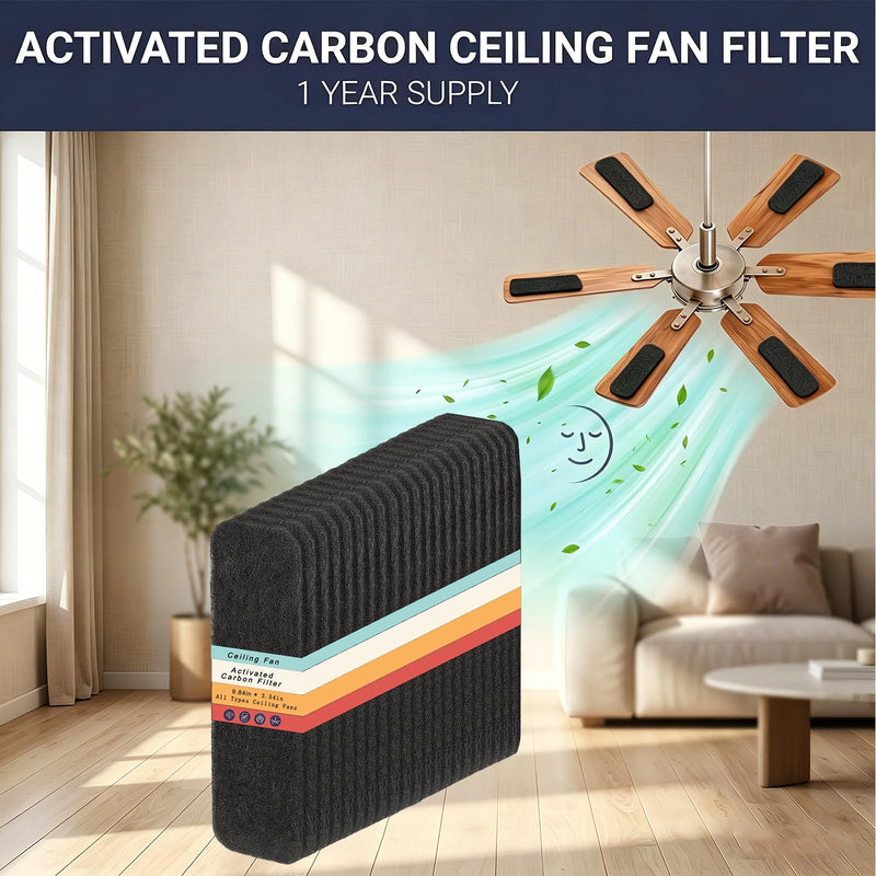 21 Pack Ceiling Fan Filters for Blades, Fan Blade Air Purifier Pads Black-21packs