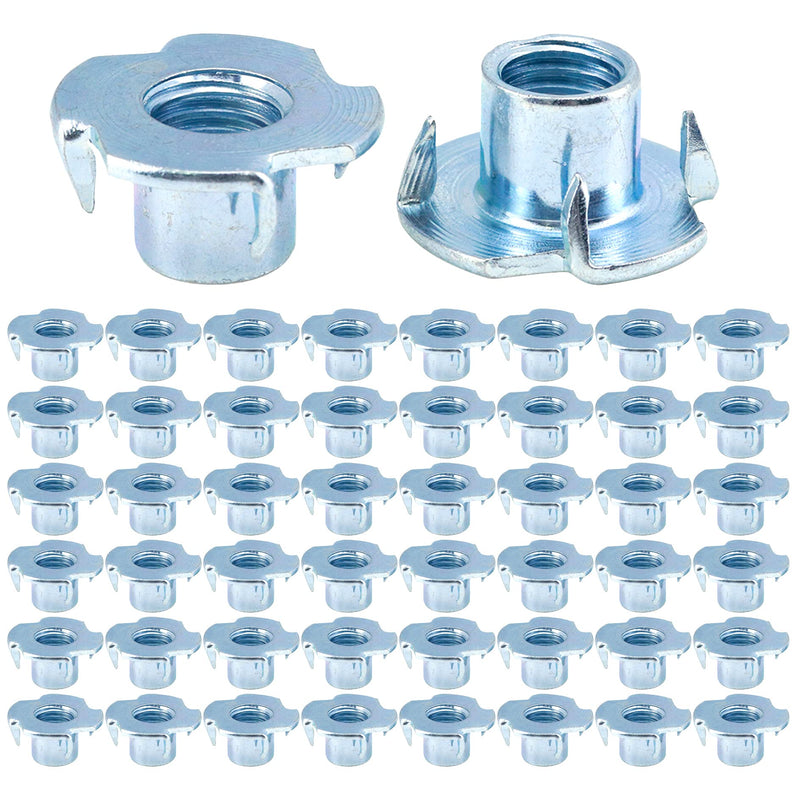 Sydien 50Packs M10 Threaded Insert T-Nut 4 Pronged Tee Nut for Rock Climbing Holds, Wood, Cabinetry 50Pcs