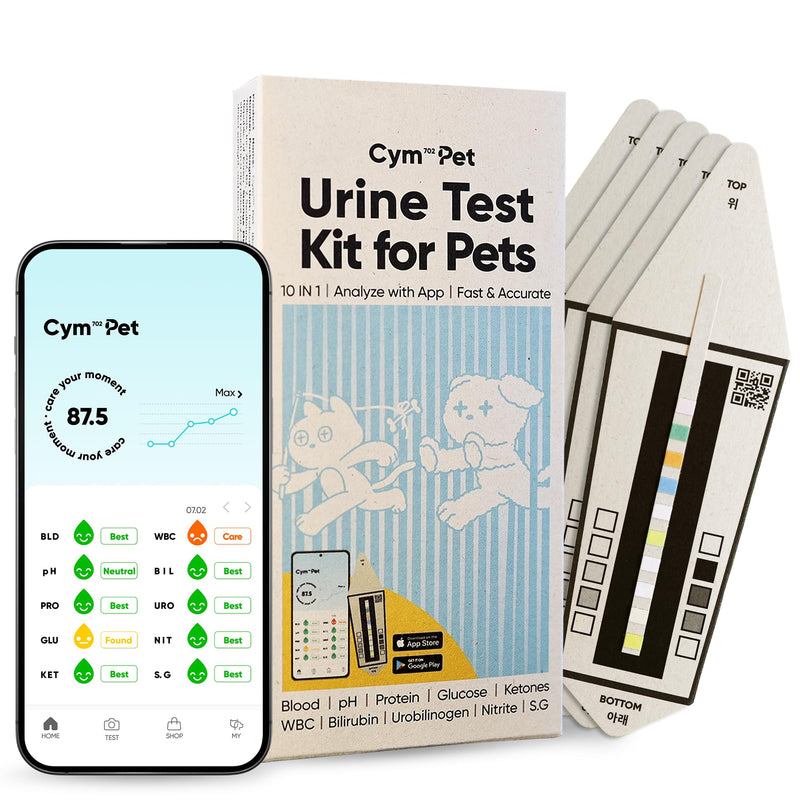 Pet Urine Test Kit with AI App | Dog & Cat Strips | Glucose, Protein, Blood, pH & More | 10 Wellness Indicators | 60s Non-Invasive at Home [5 Tests] 1
